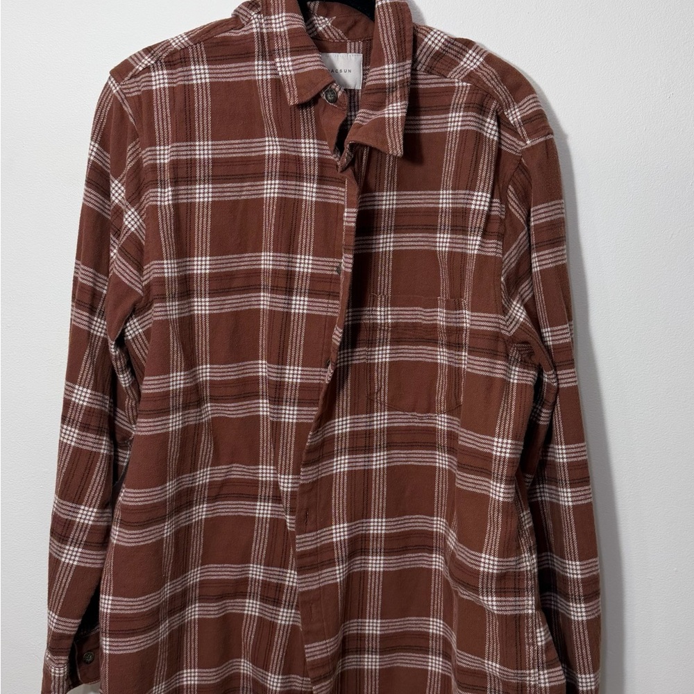 PacSun Tan and White Plaid Shirt
